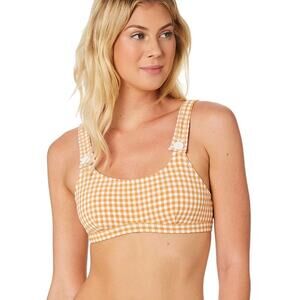 Free People Rhythm Women's Orange Gingham Lolita Retro  Bikini  Top Size Large